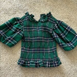 Janie and Jack Plaid Green Kids Top